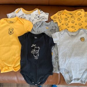 Disney Winnie the Pooh Baby Bodysuit Set - Yellow, Black, Gray